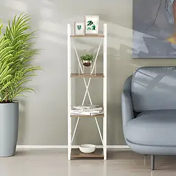 Етажерка 4/34 Ferrum-decor Серії Коннект 120x34x28 білий ДСП Дуб Сонома Труфель 16мм (FRD-104281)
