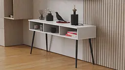 Тумба під телевізор Кентуккі Ferrum-decor 45x139x38 Чорний метал ДСП Білий 16 мм (FRD-106733) - мініатюра 3