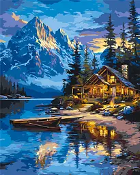 Картина по номерам Пейзаж. Дом возле озера © 40*50 см Оригами LW 3207-01