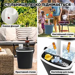 Стіл-холодильник Costway Gobar 3-в-1 з підйомною кришкою 15L чорний - мініатюра 9