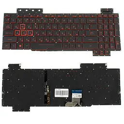Клавіатура для ноутбука ASUS (FX505 series) rus без фрейма підсвічування клавіш червоне - чорна