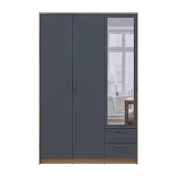 Шафа для одягу Doros Ронді з дзеркалом Дуб Артизан/Графіт 3ДСП 121х52х195 (80737816) - мініатюра 4