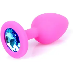Силіконова анальна пробка Boss Of Toys Boss Series - Jewellery Pink Silicon Plug Medium Light Blue M, BS6400085, Рожевий / голубой