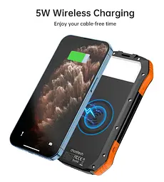 УМБ Choetech 10000mAh 2xUSB-A,1xUSB-C,solar panel, Qi-5W Black-Orange - мініатюра 6