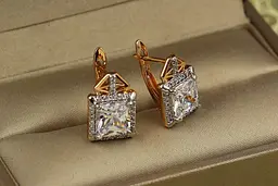 Сережки Xuping Jewelry терем з родієм 1,4 см золотисті