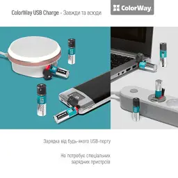 Акумулятор ColorWay AA USB 1200 mAh 1.5V R6 x 2 (CW-UBAA-02) - мініатюра 5