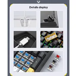 Механічна ігрова клавіатура з підсвічуванням iMICE GK-500 USB Wired Type-C, Eng/Укр/Рус, Black - мініатюра 6