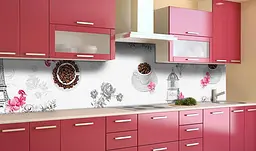 Вініловий кухонний фартух Абстракція Кава наклейка для кухні ПВХ чашки квіти Сірий Happy Pocket Z181799 - мініатюра 4