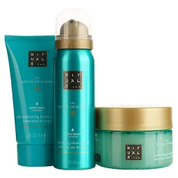 Подарунковий набір Rituals The Ritual of Karma Trial Gift Set Лотос та білий чай: гель-піна для душу 50 мл + скраб для тіла 125 г + крем для тіла 70 мл - мініатюра 2