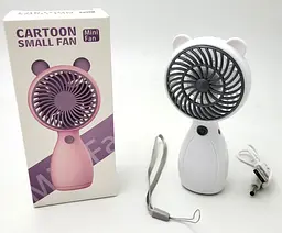 Вентилятор акумуляторний міні з ручкою USB діаметр 6см висота 13см Handy Mini Fan JX-998 білий - мініатюра 3