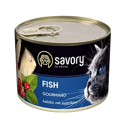 Вологий повнораціонний корм Savory Сейворі для дорослих вибагливих котів, з рибою, 200 г (арт.30648)