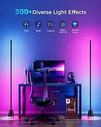 Світлодіодний торшер, кутовий торшер, розумний кутовий торшер з RGB-підсвіткою, керуванням через застосунок і пульт - мініатюра 5