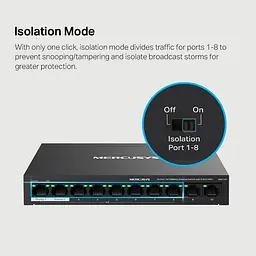 Комутатор Mercusys 10-портовий 10/100 Мбіт/с ( 8 портів PoE +) Mercusys, MS110P (MS110P) - мініатюра 8