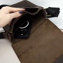 Сумка чоловіча шкіряна Handycover S417 коричнева матова з клапаном - мініатюра 2