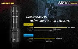 Ліхтар ультрафіолетовий Nitecore P20i UV Luminus SST-40 4xUV 1800лм 1x21700i USB Type-C (5 режимів) - мініатюра 8