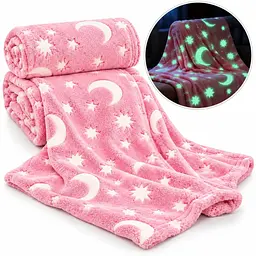 Дитячий що світяться плед із зірками 120×150 см Magic Blanket м'який матеріал мікрофібра Рожевий 