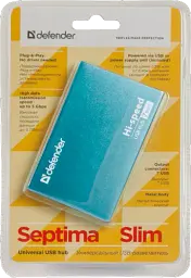 Хаб USB Defender Septima Slim, Cyan, USB 2.0 - 7xUSB 2.0, кабель 93 см, блок живлення (83505) - мініатюра 5