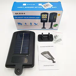 Ліхтар вуличний акумуляторний світильник 1000mA на сонячній батареї LED Solar Street Light BL BK-818-6 COB - мініатюра 5