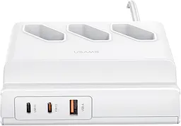 Зарядний пристрій Usams US-CC160 P1 65W Super Si Fast Charging USB Extension Socket white