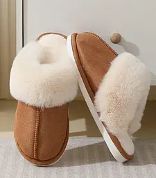 Slippers Жіночі домашні капці з хутром — теплі, м’які, закриті тапочки для дому 38-39 коричневі KT8003812