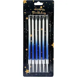 Набір свічок для торта "Градієнт" JY-1059(Blue) 6 штук, розмір 13 см