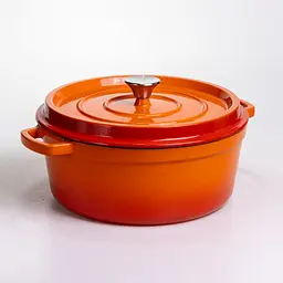 Кокотниця чавунна емальована 6 л, помаранчевий Yongkang HP-FLG-6 ORANGE - мініатюра 6