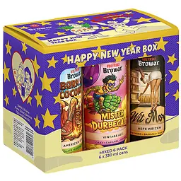 Подарунковий набір пива Volynski Browar Happy New Year Box 4.5-7% (6 шт. x 0.33 л = 1.98 л) з/б
