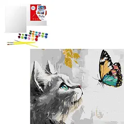 Картина за номерами Мила киця з фарбами металік extra 40x50 см (KHO6679)