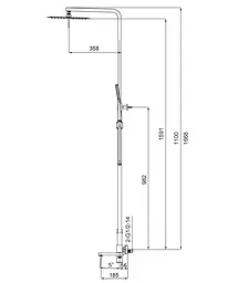 Душова система Koer KB-56010-05 KR3495, Чорний матовий - мініатюра 2