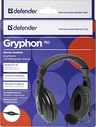 Гарнітура Defender Gryphon HN-750 Чорний (63750) (5780412) - мініатюра 3