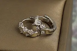 Сережки Xuping Jewelry кільця самшит 1.2 см сріблясті - мініатюра 3