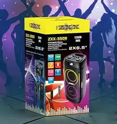 Портативна колонка ZXX-5504 із мікрофоном караоке RGB підсвічування Bluetooth 1000 Вт із мікрофоном FM радіо USB Чорний - мініатюра 7