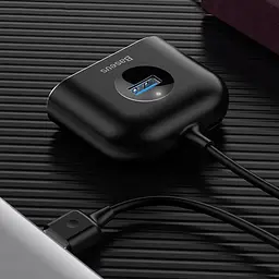 USB-хаб Baseus Square Round Box 4-Port USB-A Black 1м (CAHUB-AY01) [77938] - мініатюра 12
