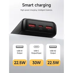Зовнішній акумулятор Hoco DB130 Tridentis 20000mAh 30W Black [168599] - мініатюра 8