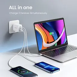 Зарядний пристрій адаптер живлення Ugreen CD275 65 W 3 port (90496) білий - мініатюра 7