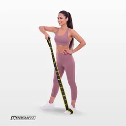 Еспандер стрічка EasyFit з петлями для тренувань жовтий (MEDIUM) - мініатюра 6