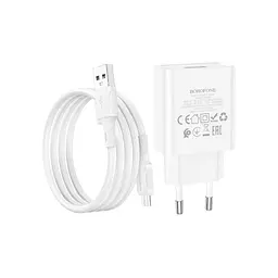 Зарядний пристрій BOROFONE BA74A Aspirer USB + кабель USB-A — Micro-USB 5P білий (6974443388664) - мініатюра 6
