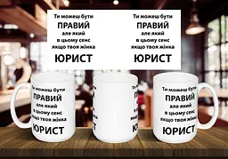Чашка "Ти можеш бути правий, але який в цьому сенс, якщо твоя жінка юрист" 425 мл Блакитна