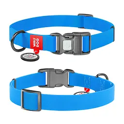 Нашийник для собак водостійкий Waudog Waterproof з QR-паспортом пластикова пряжка-фастекс Ш 25 мм Д 38-58 см блакитний