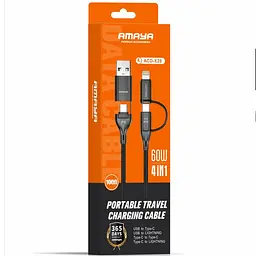 Дата кабель Amaya ACD-X28 4in1 Type-C to USB/Type-C to Lightning 60W (1m) Black - мініатюра 2