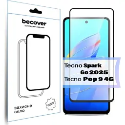 Скло захисне BeCover Tecno Spark Go 2025/ Pop 9 4G (KL4h) Black (713682)