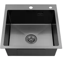 Кухонна мийка Kroner KRP Schwarze - 5050HM PVD (3,0/1,0 мм) (CV022793) - мініатюра 2
