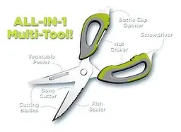 Багатофункціональні кухонні ножиці 10в1 Mighty Shears з чохлом і магнітом Сірий / Зелений - мініатюра 6