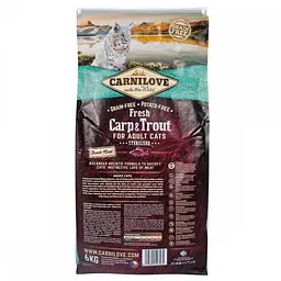 Сухий корм Carnilove Fresh Carp & Trout Sterilised for Adult cats 6 кг короп і форель для стерилізованих кішок - мініатюра 4