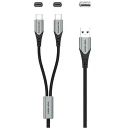 Кабель USB 2.0 AM - 2хType-C M, 1.0 м Y-Splitter Charging Cable 2.4А 480Mbps Aluminum Alloy Vention - мініатюра 2