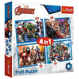 Пазли "Хоробри месники. MARVEL" 4 в 1 34386 Trefl, в коробці (5900511343861)