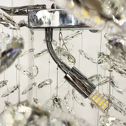 Видовжена срібна люстра DIAMINA з кришталевим камінням у корпусі 100 см | Арт. 33007-L1000*400 CH | Line F - мініатюра 2