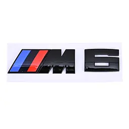 Емблема напис M6 для BMW чорна глянцева 73х27 мм (емблема M)+38х27 мм (цифра) пластик (на скотчі)