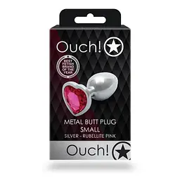 Анальна пробка Ouch! Heart Gem Butt Plug Small, 6.9 см (сріблястий) - мініатюра 9