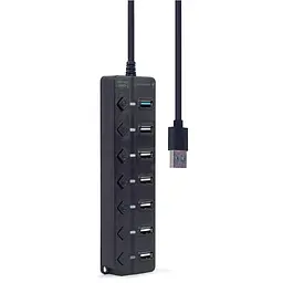 USB-Хаб Gembird 7 портiв (6хUSB2.0+1хUSB3.0) UHB-U3P1U2P6P-01, пластик, чорний (UHB-U3P1U2P6P-01) - мініатюра 3